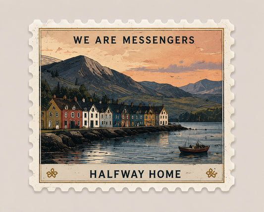 Halfway Home Postage Stamp Sticker