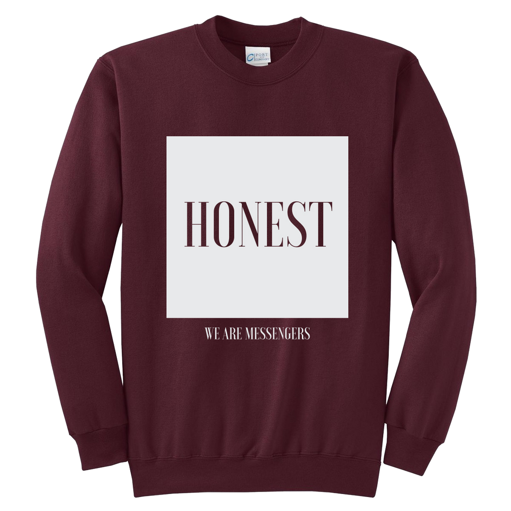 Honest block maroon crewneck sweatshirt We Are Messengers