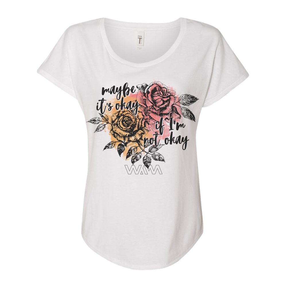Maybe it's okay if I'm not okay pink and orange floral white dolman tee We Are Messengers